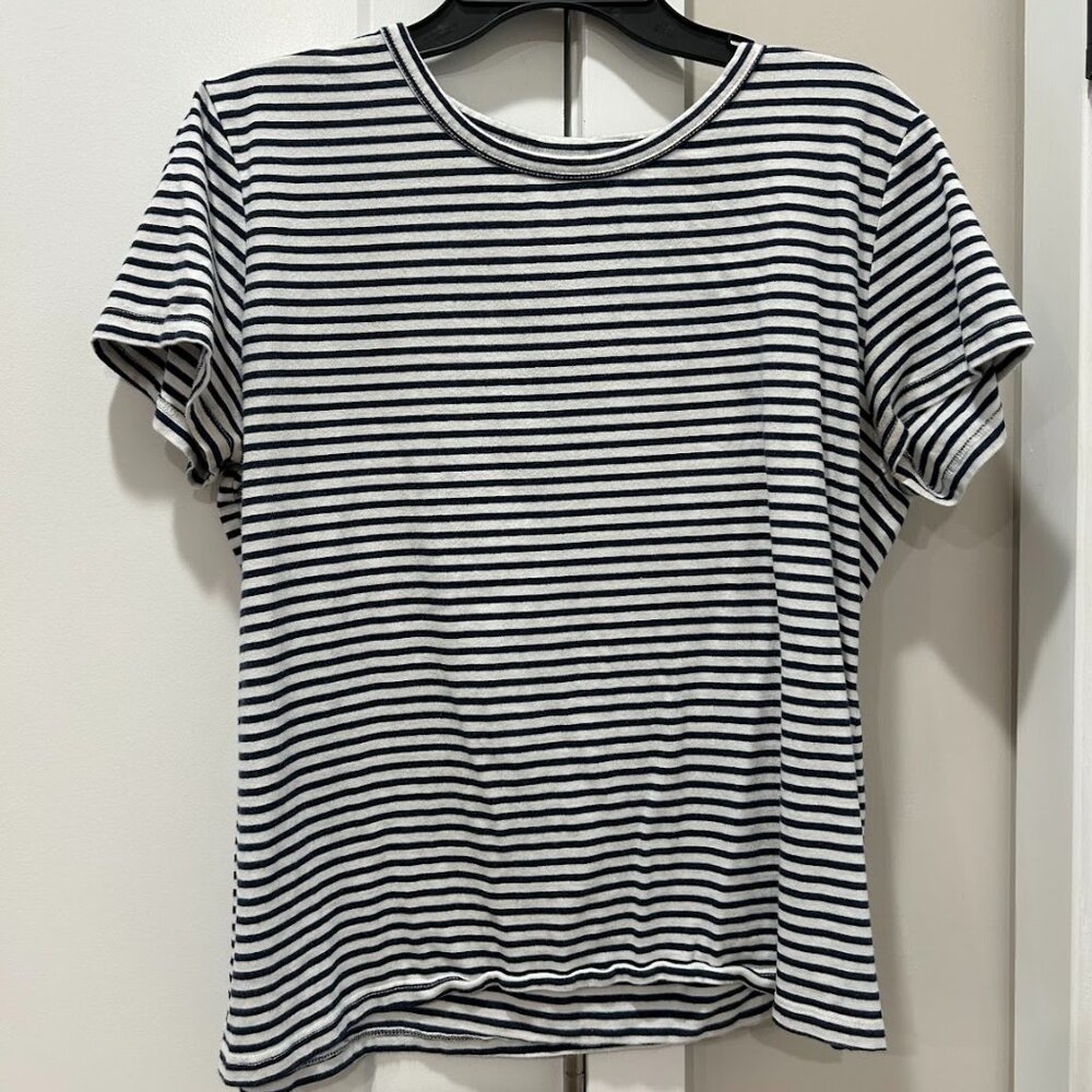 Navy and White Striped Shirt